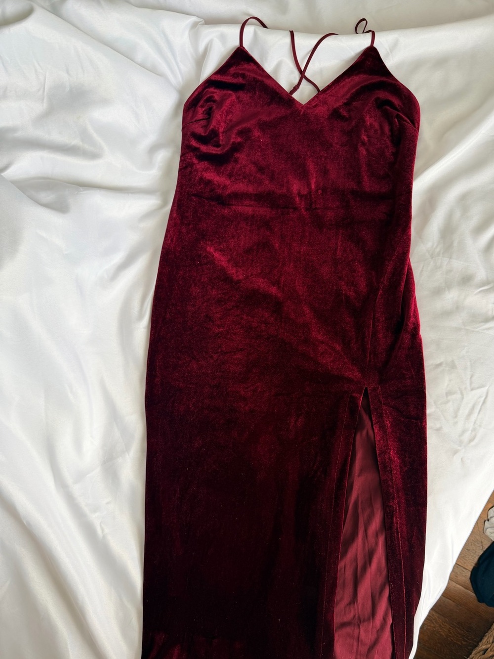 Bardot Burgundy Velvet Slip Dress Size 10 L Side Slit